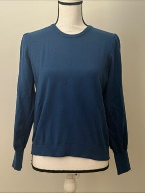 Studio 19 Women’s Simple Crewneck Long Sleeve Top in Teal Blue, Size Large